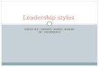 DONE BY: AHMED AQEEL RADHI ID: 201000431 Leadership styles