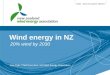Wind energy in NZ 20% wind by 2030 Eric Pyle, Chief Executive, NZ Wind Energy Association