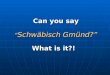 Can you say “ Schwäbisch Gmünd?” What is it?!. Schwäbisch Gmünd: the beautiful Medieval city near Stuttgart, in the State of Baden Württemberg, Germany