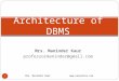 Mrs. Maninder Kaur professormaninder@gmail.com Mrs. Maninder Kaur 1 Architecture of DBMS 