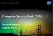 Enterprise Service Desk (ESD) Saurabh Baveja August 16, 2011