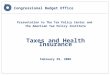 Congressional Budget Office Presentation to The Tax Policy Center and the American Tax Policy Institute Taxes and Health Insurance February 29, 2008