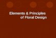 Elements & Principles of Floral Design. Elements of Floral Design The directly observable components, ingredients, and physical characteristics of a design