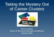 Taking the Mystery Out of Career Clusters Dawn Lindsley Career & Technical Education Coordinator January 2012