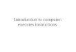 Introduction to computer: executes instructions. Overview Topics discussed in this webnote: –Structure and operation of the CPU –Program flow –Types of