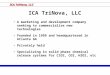 ICA TriNova, LLC A marketing and development company seeking to commercialize new technologies Founded in 1999 and headquartered in Atlanta GA Privately