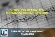 1 CREATING EFFECTIVE ORGANIZATIONAL DESIGNS STRATEGIC MANAGEMENT BUAD 4980