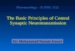Pharmacology – II [PHL 322] The Basic Principles of Central Synaptic Neurotransmission Dr. Mohammad Nazam Ansari