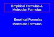 Empirical Formulas & Molecular Formulas Empirical Formulas Molecular Formulas