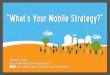Mobile Marketing Strategy Mobile Website Mobile App Push Alerts (via mobile app) Social Media