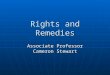 Rights and Remedies Associate Professor Cameron Stewart