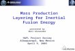 Mass Production Layering for Inertial Fusion Energy presented by Neil Alexander HAPL Project Review Albuquerque, New Mexico April 9, 2003