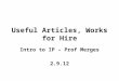 Useful Articles, Works for Hire Intro to IP – Prof Merges 2.9.12