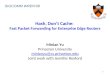 Hash, Don’t Cache: Fast Packet Forwarding for Enterprise Edge Routers Minlan Yu Princeton University minlanyu@cs.princeton.edu Joint work with Jennifer