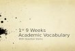 1 st 9 Weeks Academic Vocabulary With Question Stems