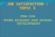 JOB SATISFACTION – TOPIC 5 FEM 3104 WORK ECOLOGY AND HUMAN DEVELOPMENT 1