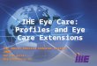 IHE Eye Care: Profiles and Eye Care Extensions IHE North America Webinar Series 2008 Don Van Syckle DVS Consulting Inc