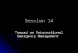 Session 14 Toward an International Emergency Management