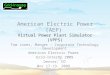 American Electric Power (AEP) Virtual Power Plant Simulator (VPPS) Tom Jones, Manger – Corporate Technology Development American Electric Power Grid-InterOp