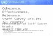 13 August 20151 Coherence, Effectiveness, Relevance: Staff Survey Results for COUNTRY Presentation of Staff Survey Results GENERIC TEMPLATE NOTE: 1.This