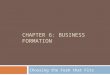 CHAPTER 6: BUSINESS FORMATION Choosing the Form that Fits