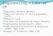 Engineering Clubs at UP Engineers Without Borders American Society of Civil Engineers (ASCE) Robotics Club Tau Beta Pi Engineering Honor Society Engineering