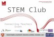 STEM Club Connecting Teachers Event. Aims of the session To demonstrate the Lego League programmable robots To share creative ideas from your STEM Club