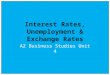 Interest Rates, Unemployment & Exchange Rates A2 Business Studies Unit 4