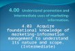 4.03 Acquire foundational knowledge of marketing- information management to understand its nature and scope. (Intermediate)