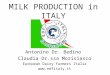 MILK PRODUCTION in ITALY Antonino Dr. Bedino Claudia Dr.ssa Morisiasco European Dairy Farmers Italia 