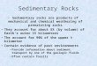 Sedimentary Rocks Sedimentary rocks are products of mechanical and chemical weathering of preexisting rocks They account for about 5% (by volume) of Earth’s