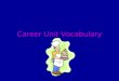 Career Unit Vocabulary CAREER A person’s lifework A profession that a person works at for a long time