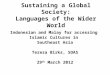 Sustaining a Global Society: Languages of the Wider World Indonesian and Malay for accessing Islamic Cultures in Southeast Asia Teresa Birks, SOAS 29 th