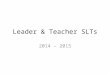 Leader & Teacher SLTs 2014 – 2015. ComponentEvaluation for TeachersEvaluation for School Leaders Setting GoalsTeachers set two SLTs in collaboration with