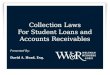 Collection Laws For Student Loans and Accounts Receivables Presented By: David A. Head, Esq