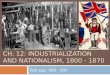 CH. 12: INDUSTRIALIZATION AND NATIONALISM, 1800 - 1870 Text pgs. 360 - 391
