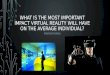 WHAT IS THE MOST IMPORTANT IMPACT VIRTUAL REALITY WILL HAVE ON THE AVERAGE INDIVIDUAL? MARYAM RANA