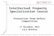 Intellectual Property Specialization Course Protection from Unfair Competition 17 November 2011 Luca Ghedina
