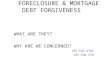 FORECLOSURE & MORTGAGE DEBT FORGIVENESS WHAT ARE THEY? WHY ARE WE CONCERNED? IRS Pub 4702 IRS Pub 970