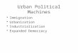 Urban Political Machines Immigration Urbanization Industrialization Expanded Democracy