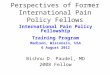 Perspectives of Former International Pain Policy Fellows International Pain Policy Fellowship Training Program Madison, Wisconsin, USA 6 August 2012 Bishnu
