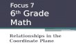 Focus 7 6 th Grade Math Relationships in the Coordinate Plane
