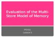 Evaluation of the Multi-Store Model of Memory PSYA1 Lesson 5