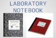 LABORATORY NOTEBOOK. Organization of lab notebook/binder Keep a table of contents at the beginning of the binder (about 2 pages) For each lab, start with