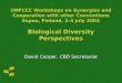 UNFCCC Workshops on Synergies and Cooperation with other Conventions Espoo, Finland, 2-4 July 2003 Biological Diversity Perspectives David Cooper, CBD