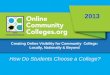 Creating Online Visibility for Community College: Locally, Nationally & Beyond 2013 How Do Students Choose a College?