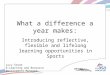 What a difference a year makes: Introducing reflective, flexible and lifelong learning opportunities in Sports Lucy Stone E-Learning and Resource Development
