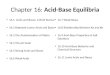 Chapter 16: Acid-Base Equilibria 16.1. Acids and Bases: A Brief Review 16.2 Brønsted-Lowry Acids and Bases 16.3 The Autoionization of Water 16.4 The pH