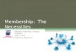 Membership: The Necessities Affiliate Leadership Training Program May 4, 2012 Baltimore, Maryland