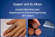 Copper and its Alloys Haseeb Ullah Khan Jatoi Department of Chemical Engineering UET Lahore